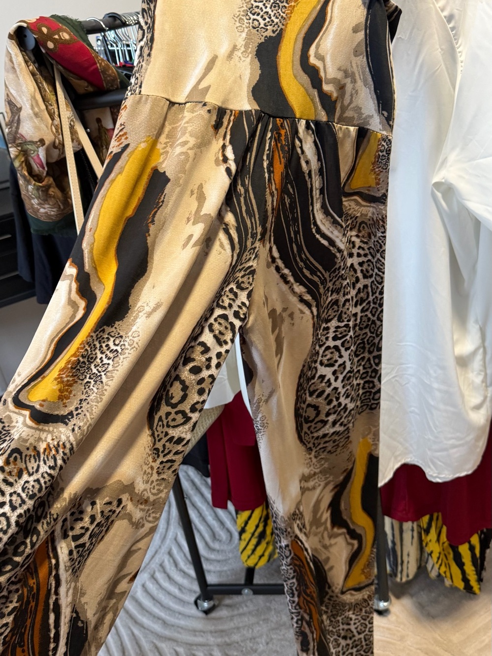 Abstract Leopard Print Wide-Leg pant Beige & Mustard